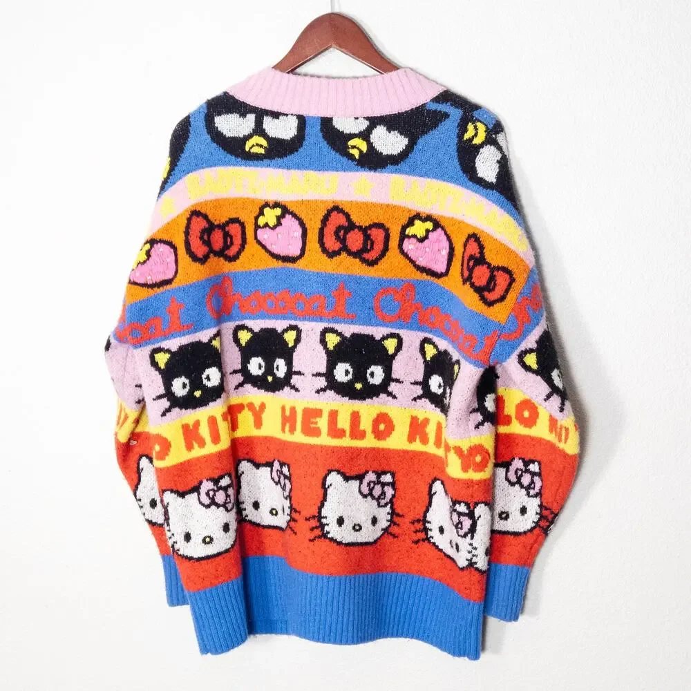 Forever 21 Women’s Hello Kitty Sweater Multicolor Kawaii Print Kidcore Size 1XL - Picture 2 of 6